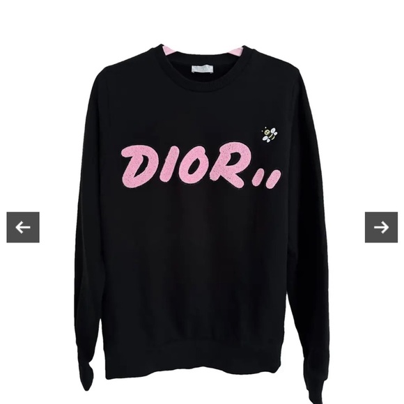Dior x Kaws Men's Crewneck Sweatshirt Black Size L 2019 Released - Picture 2 of 10